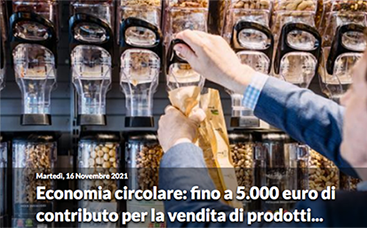 Economia circolare: fino a 5.000 euro di contributo per la vendita di prodotti sfusi o alla spina
